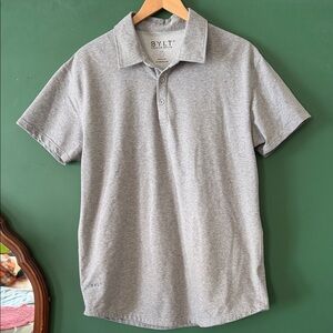 BYLT Drop-Cut: LUX Polo Mens L Grey Slim Fit